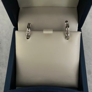 White gold and diamond petite hoops